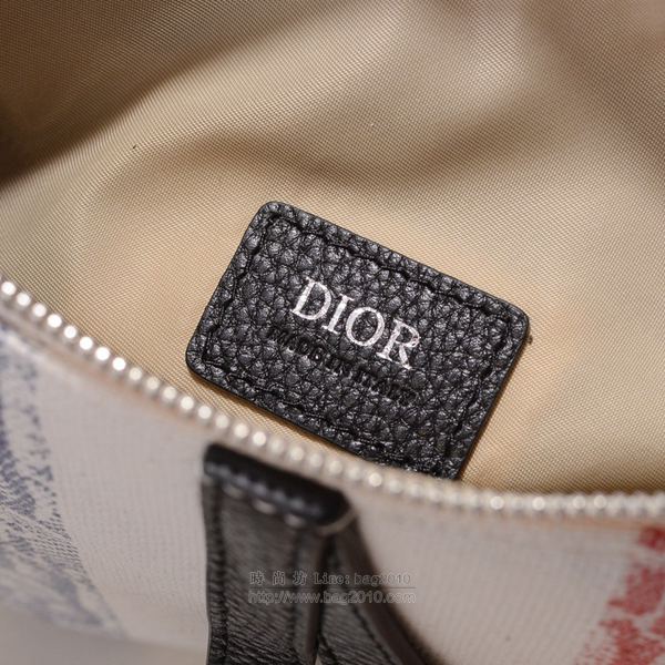 Dior包 迪奧男士馬鞍包 白色條形布配黑扣 Dior男士挎包 胸包  Dyd1076
